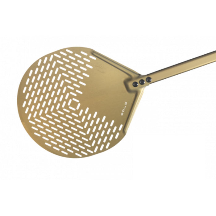 Aluminum perforated round Gold pizza peel