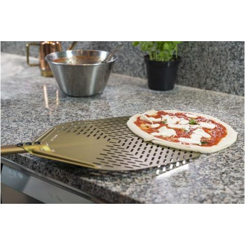 Aluminum perforated round Gold pizza peel