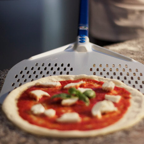 Rectangular Aluminum Perforated Pizza Peel - Azzurra Line